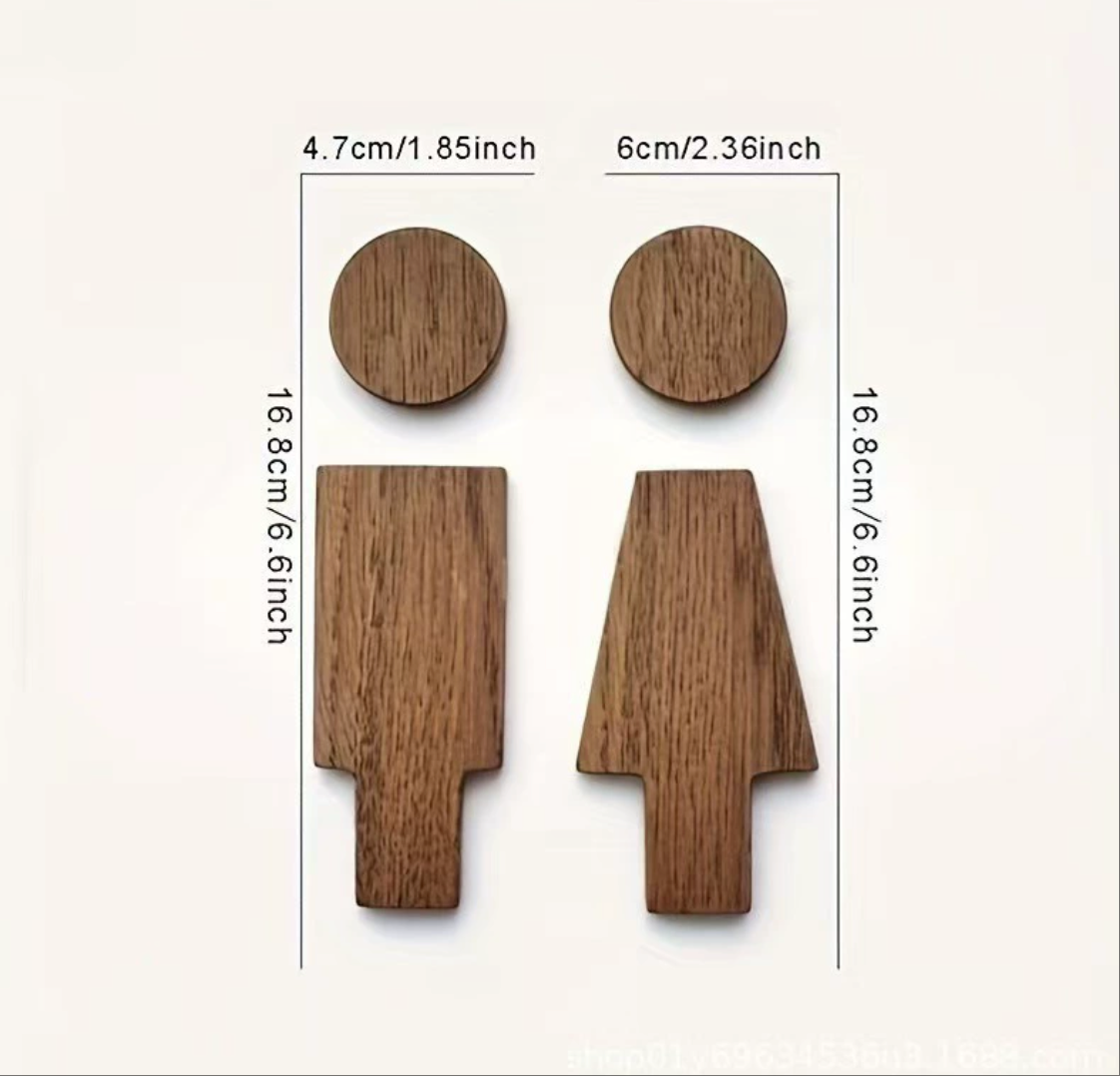 跨境爆款WC标志卫生间装饰亚马逊男女厕所标志木质工艺品厕所墙饰