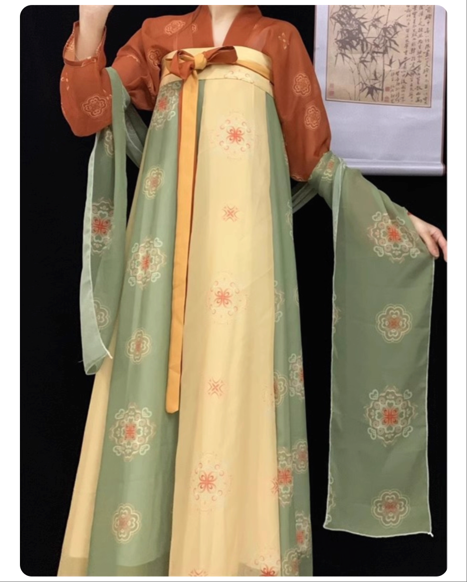 曹县喜云缘汉服女服【福耀】唐代连体胸破裙印花复原春夏