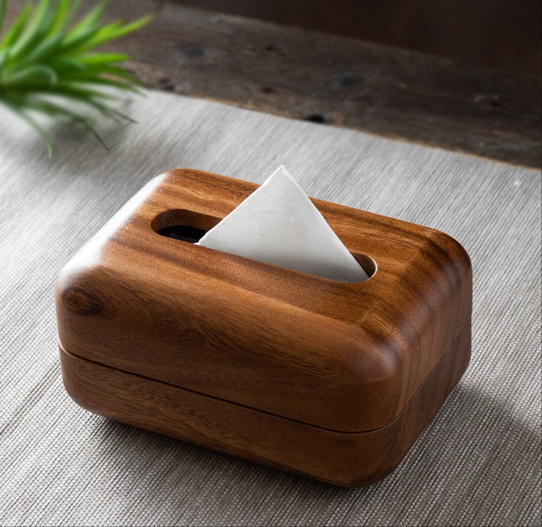批发胡桃松木实木抽纸盒跨境餐厅客厅厨房家用餐巾纸盒茶几收纳