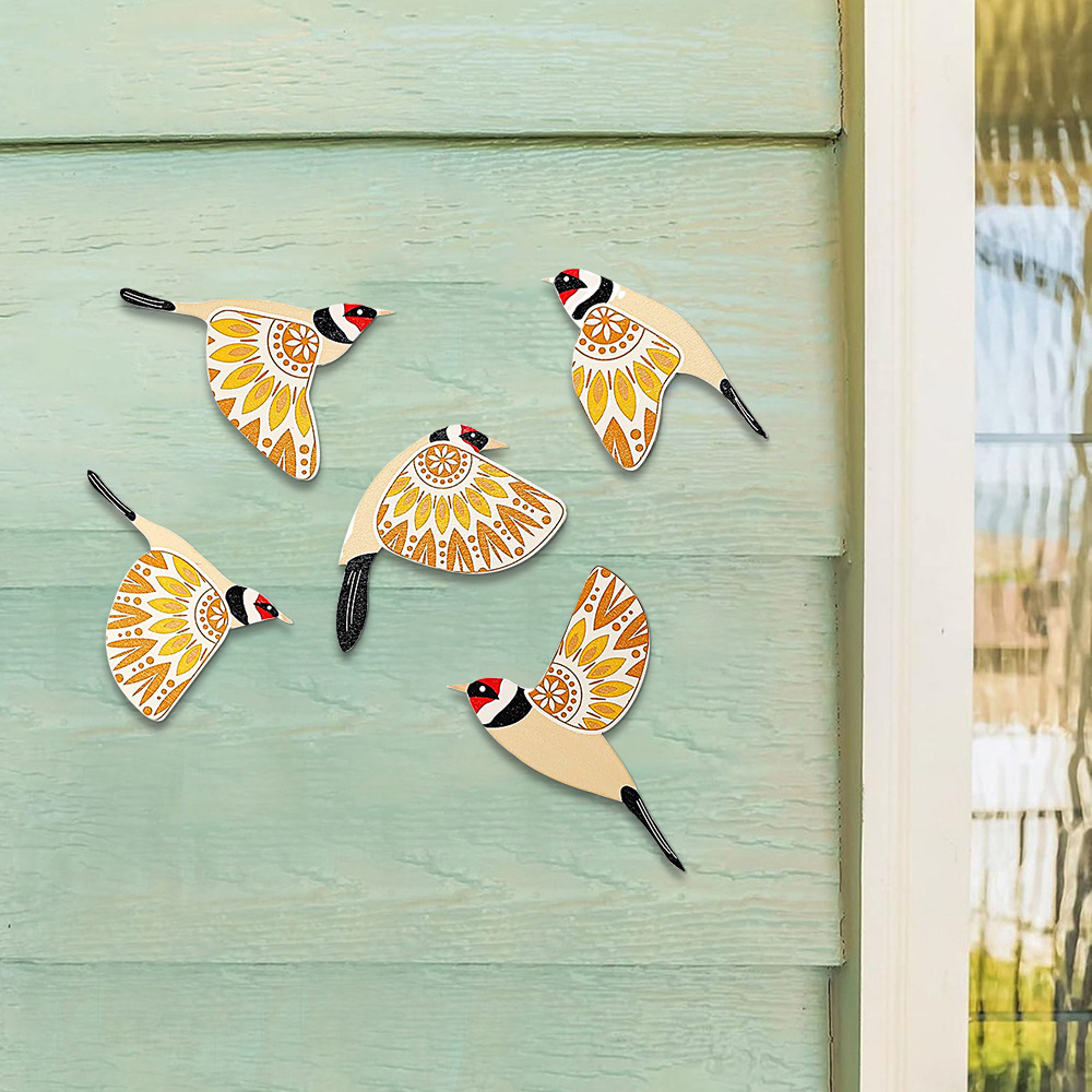 创意小鸟墙贴木制麻雀挂件鸟类爱好者壁挂木质工艺品家居装饰